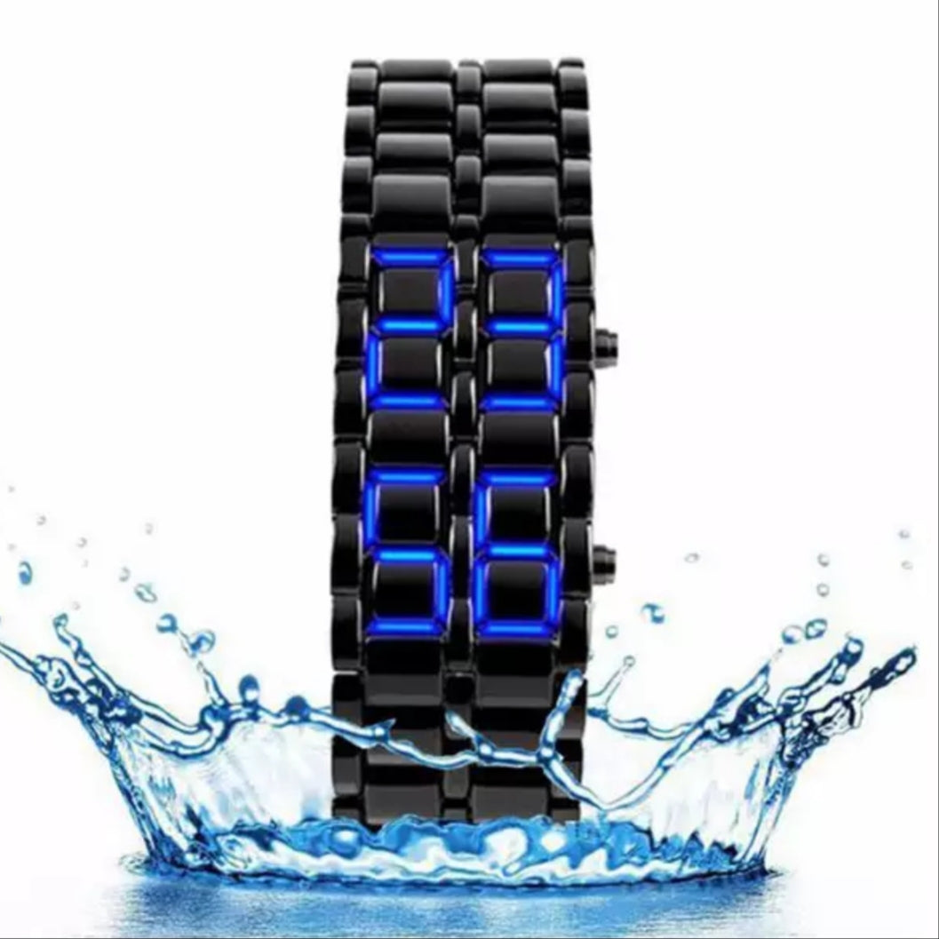 Steel wristband water proof watch.